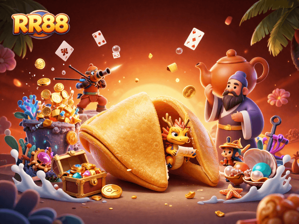 Win big at RR88 with this vibrant and dynamic casino-themed 3D illustration.