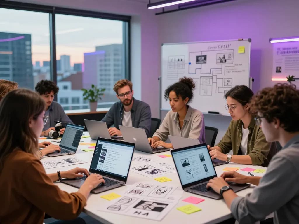 Seedance 2.0 AI video creators collaborating in a modern workspace