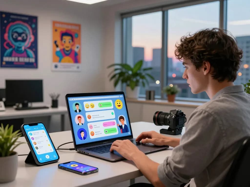 User engaging with crush on ai chat interface in a modern workspace.