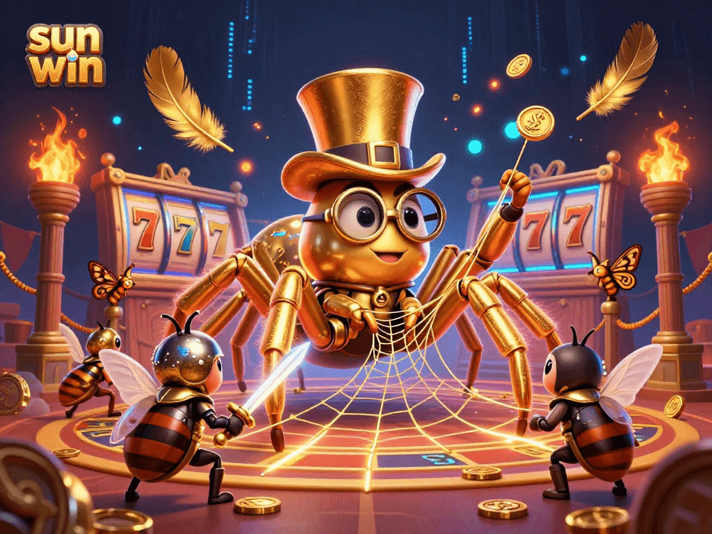 Engage players with immersive slots experience at sun win, featuring dynamic characters in a casino scene.