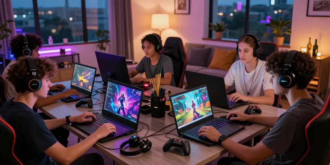 Engaging scene of players enjoying porn game online together in a cozy gaming environment.