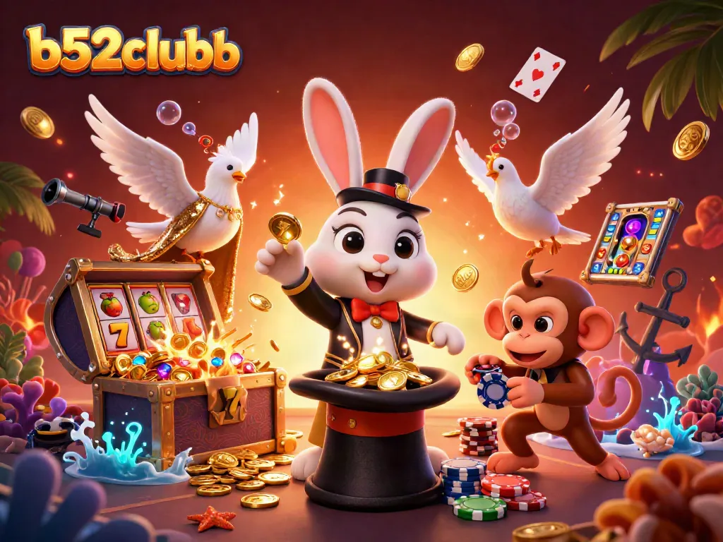 Experience the magical action of b52clubb as characters revel in vibrant casino-themed excitement.