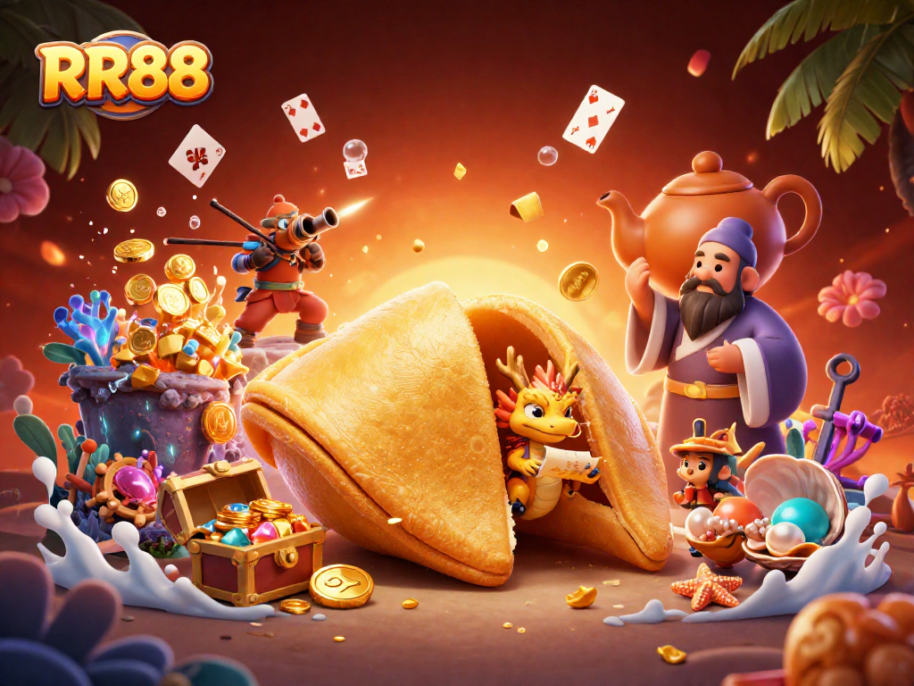 Win big at RR88 with this vibrant and dynamic casino-themed 3D illustration.