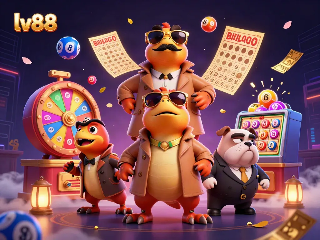 Engage in the thrilling world of lv88, where raptors comically attempt to enter a VIP casino lounge amid colorful gaming elements.