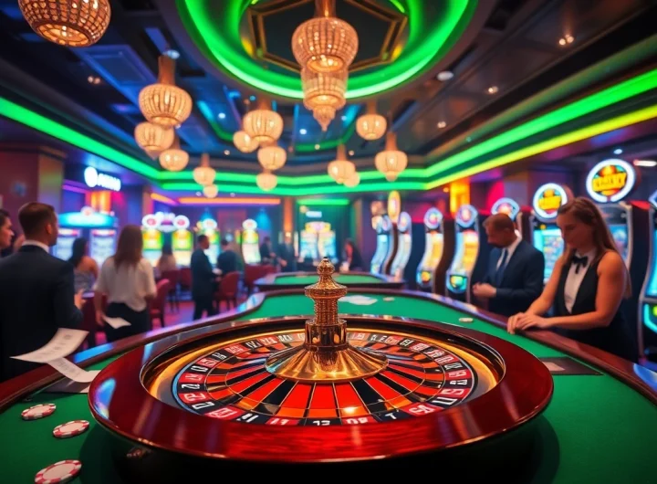 Experience the thrill at SODO Casino with players enjoying roulette amidst luxurious surroundings.