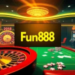 Join the excitement of Fun88 Thai, featuring immersive online gambling action with poker tables and roulette wheels.