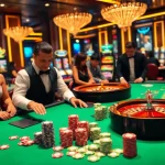 Experience high-stakes gaming at tr88 with vibrant poker chips and an elegant casino environment.