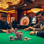 Engaging poker action at 7m cn casino, showcasing professional players and dynamic gameplay.