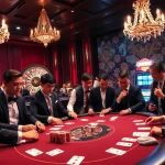 Experience thrilling gameplay at https://du88i.com/, featuring a luxurious casino scene with poker tables and vibrant slot machines.