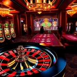 The thrilling gaming interface of trang chủ da88, showcasing a roulette wheel and poker chips in an elegant casino setting.
