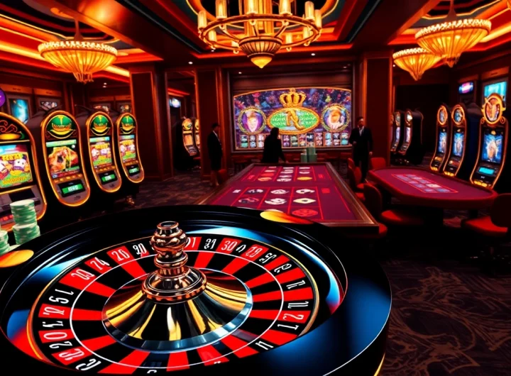 The thrilling gaming interface of trang chủ da88, showcasing a roulette wheel and poker chips in an elegant casino setting.