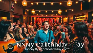 Celebration at johnnycashbirthday.com with fans enjoying live music for Johnny Cash's birthday.
