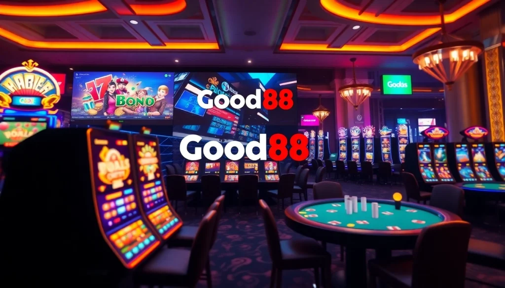 Experience the thrill of Good88.hu.net with a modern digital gaming interface showcasing casino games and vibrant interactions.