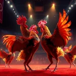 Live cockfighting action at dagawin.live showcasing excitement, betting atmosphere, and vibrant roosters.