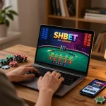 Engaging user playing blackjack on SHBET online casino platform, showcasing a thoughtful gaming strategy.
