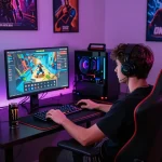 Experience the thrill of online gaming with gem88 in a vibrant, stylish setup.