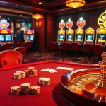 Exciting casino scene featuring poker chips and a roulette wheel, representing 79king's gaming atmosphere.