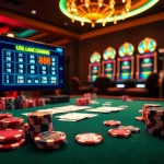 Cổng game Lucky88 - Engaging scene with poker chips, cards, and a roulette wheel for online gambling excitement.