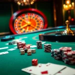 KP88 enthusiasts enjoying a thrilling game at a luxurious casino table with chips and cards.