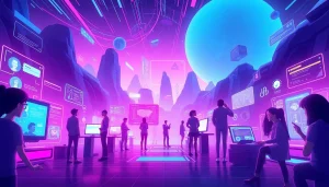 Innovative NSFW AI platforms illustrated with avatars and tech interfaces, showcasing modern features.