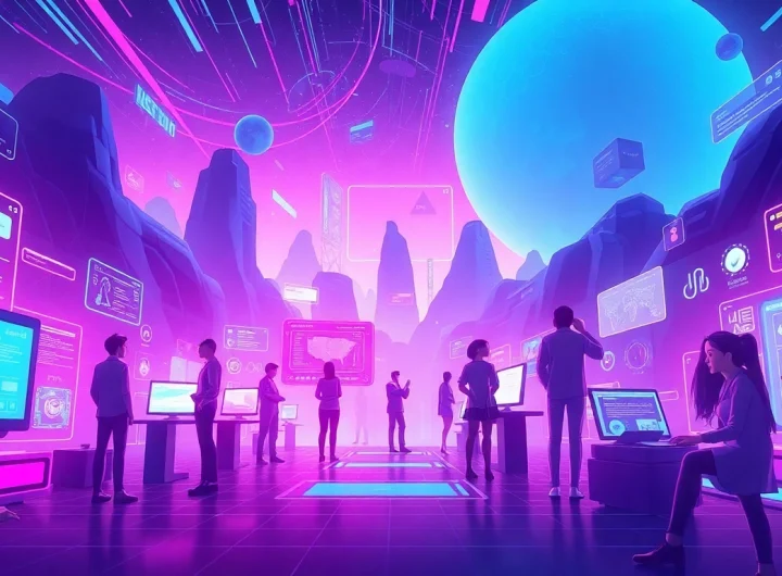 Innovative NSFW AI platforms illustrated with avatars and tech interfaces, showcasing modern features.