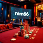 Experience thrilling moments at mm66's vibrant poker table in a luxurious casino setting.