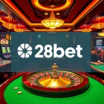 Players enjoy immersive games of chance at a luxurious casino, showcasing 28bet's thrilling environment.