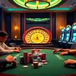 Experience intense strategy and excitement at the 8XX casino poker table with vibrant chips and professional players.
