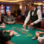 Players engaging in a thrilling blackjack game at MM88 casino, showcasing strategy and excitement during gameplay