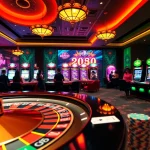 Experience RR88 excitement with vibrant poker chips and roulette wheels in a lively gambling scene.