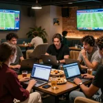 Exciting lounge atmosphere for kèo bóng đá nhà cái enthusiasts analyzing live betting odds.