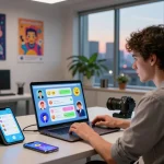 User engaging with crush on ai chat interface in a modern workspace.