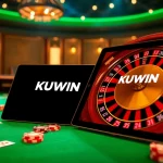 Experience the thrill of online gambling with KUWIN at a luxurious casino table.