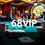 Placing bets at the 68VIP casino table surrounded by excitement and luxury.