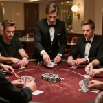 Experience intense poker gameplay at C168 casino, with players focused on their winning strategies.