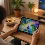 Player engaging with a No Hu game on tablet, showcasing an interactive online casino experience.