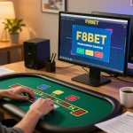 Enjoying an immersive F8BET experience at home with a live dealer blackjack game on screen