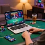 Experience an exciting online poker game at TR88, featuring an immersive gaming setup and strategy elements.