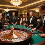 Bong88 players experiencing intense roulette action with professional croupier in a luxurious casino setting