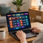 Engaging with SC88 online game in a cozy home gaming setup with strategic focus.
