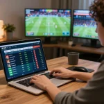 Xoso66 betting strategies in action during live sports event on a sleek laptop