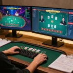 BL555 player engaging in live blackjack game strategy during an exciting online session.