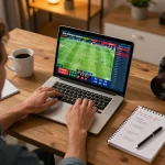 Player placing bets on 58win1 with excitement visible during a home sports betting session.