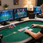 Engaging in strategic poker gameplay on multiple screens, NK88 COM offers immersive online casino experiences.