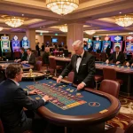 Excited players at GO99 roulette tables celebrating wins in a vibrant casino.
