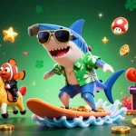 Spin and win with hitclub's vibrant casino scene featuring a shark enjoying golden coins.