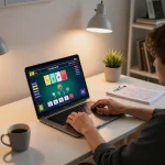 Engaging scene of EE 88 online gaming with a player focused on poker strategy at home.