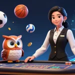 Engage in top-tier gaming with kingfun's dynamic 3D casino illustration featuring thrilling baccarat action and charming characters.