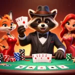 Experience thrilling poker action with 3win's vibrant characters and casino atmosphere in this dynamic scene.