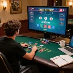 Người chơi Sunwin thưởng thức blackjack trực tiếp tại nhà, thể hiện các tùy chọn cược chiến lược và bầu không khí ấm cúng.